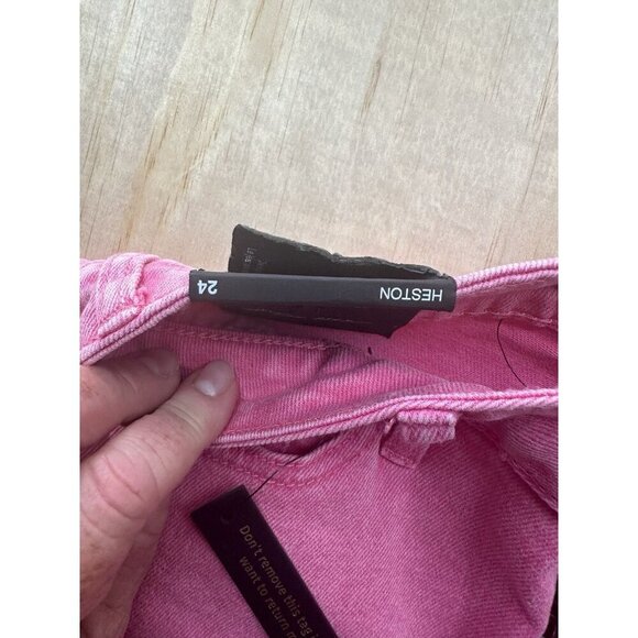 AFRM Heston Pink Jeans 24 High Rise Straight Leg NWTs - Picture 3 of 6